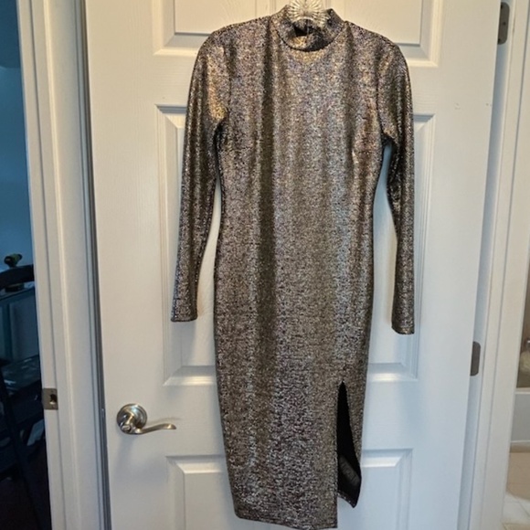 Topshop - Gold metallic body con dress size 6 NWT - Picture 1 of 7